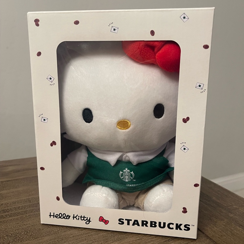 Starbucks Hello Kitty Plush with Red Bow and Green Apron
